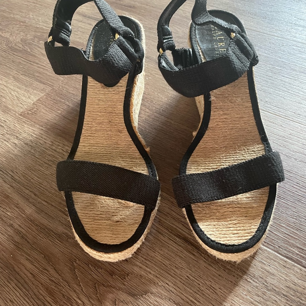 Lauren Ralph Lauren Black Espadrille Wedges